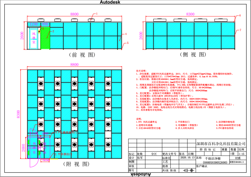 帶風淋室千級潔凈棚（TCL）